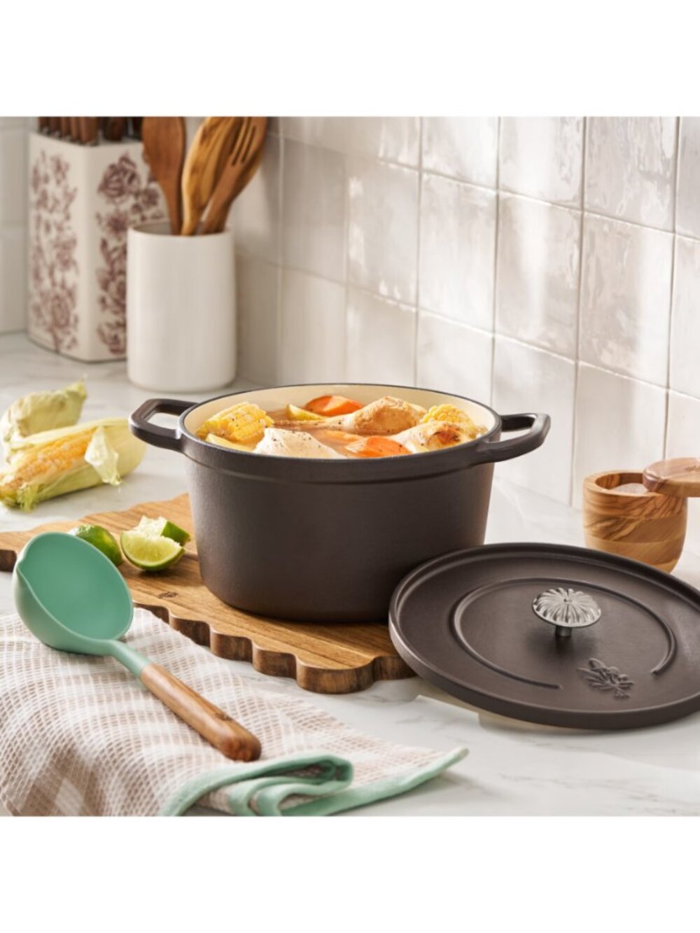 The Pioneer Woman Home Bronze lid Agatha Enameled Cast Iron 5-Quart Dutch Oven